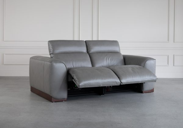 Karl Pwr. Sofa in LGrey U71, Angle, Two Recliners