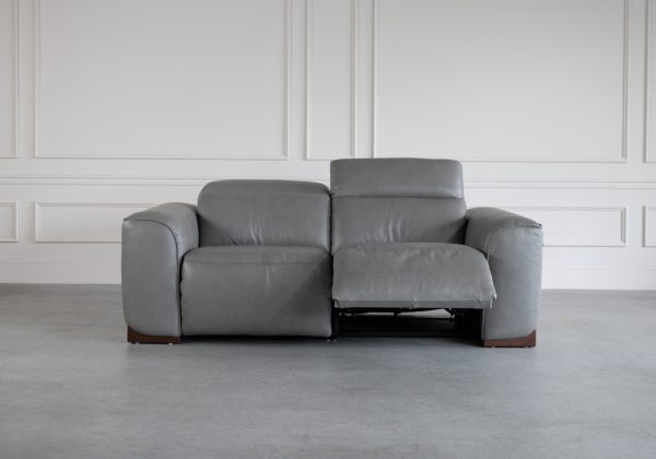 Karl Pwr. Sofa in LGrey U71, Front, 1 Recliner, Heads Up