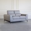 Lucas Loveseat in Grey, 2 Headrests Up, Angle
