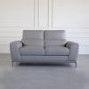 Lucas Loveseat in Grey, 2 Headrests Up, Front