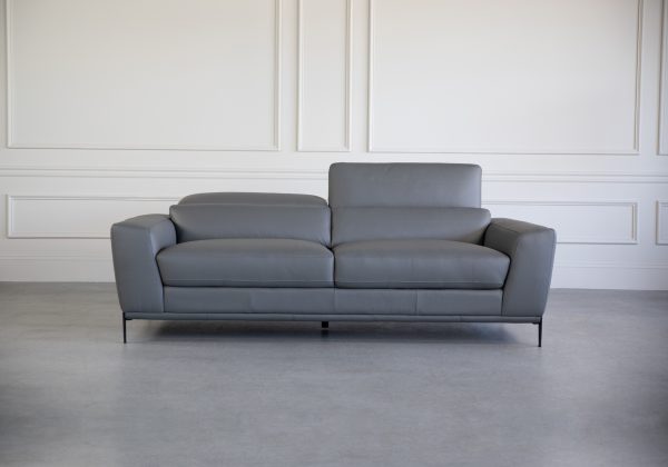 Lucas Sofa in Charcoal, 1 Headrest Up, Front