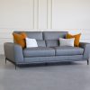 Lucas Sofa in Charcoal, 2 Headrests Up, Angle, Style, Mustard 2