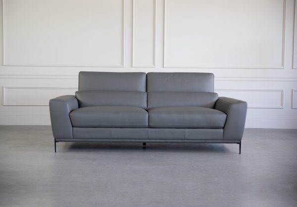 Lucas Sofa in Charcoal, 2 Headrests Up, Front