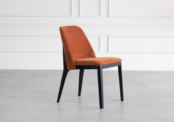 Parma Dining Chair in Rust, Matte Black, Angle