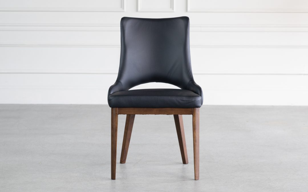 Modena Leather Dining Chair with Wood Legs