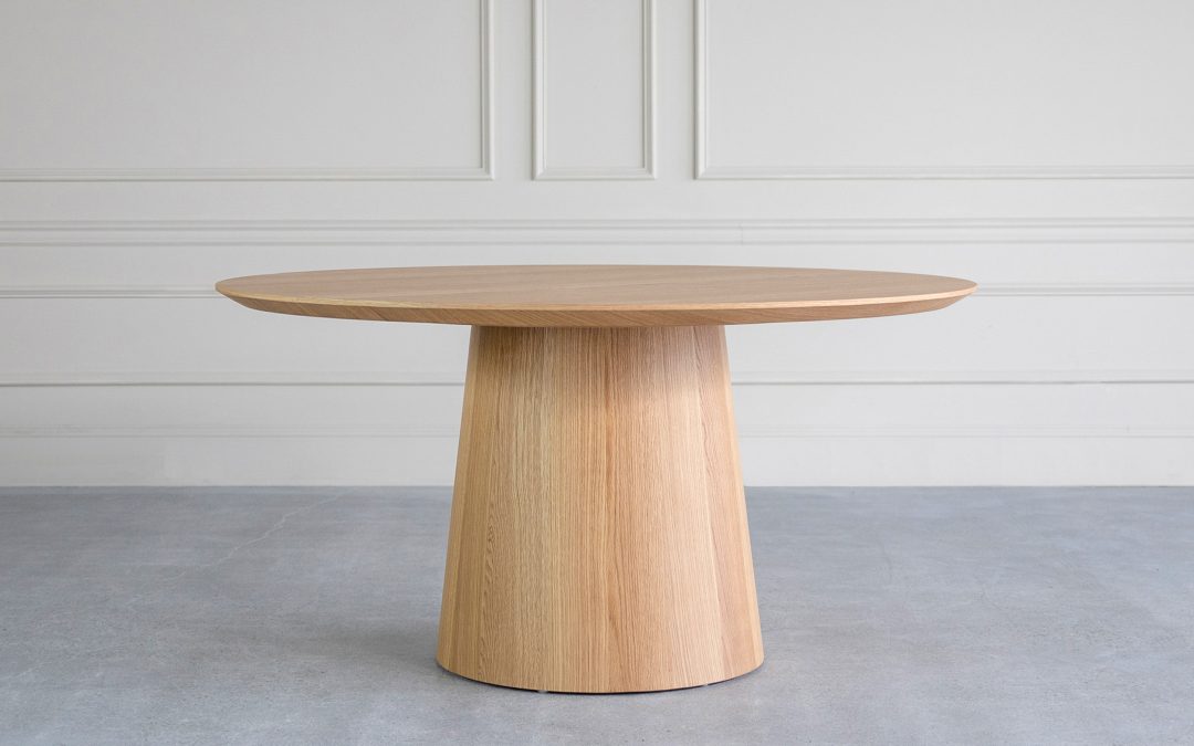 Adam 60″ White Oak Pedestal Dining Table