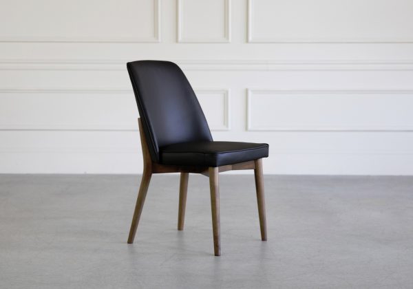 Isabel Dining Chair, Black Leather, Angle