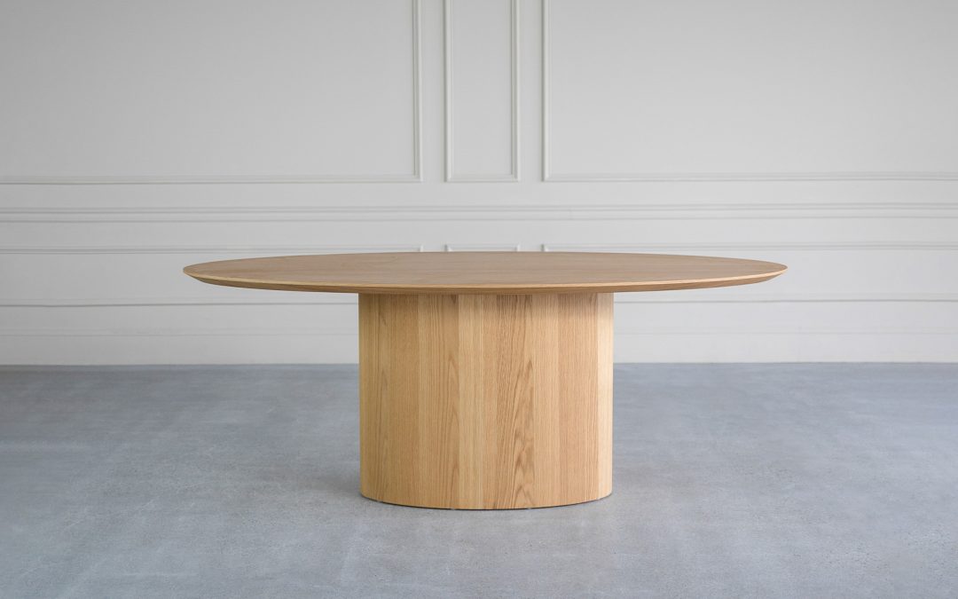 Luke 80″ Oval White Oak Wood Dining Table