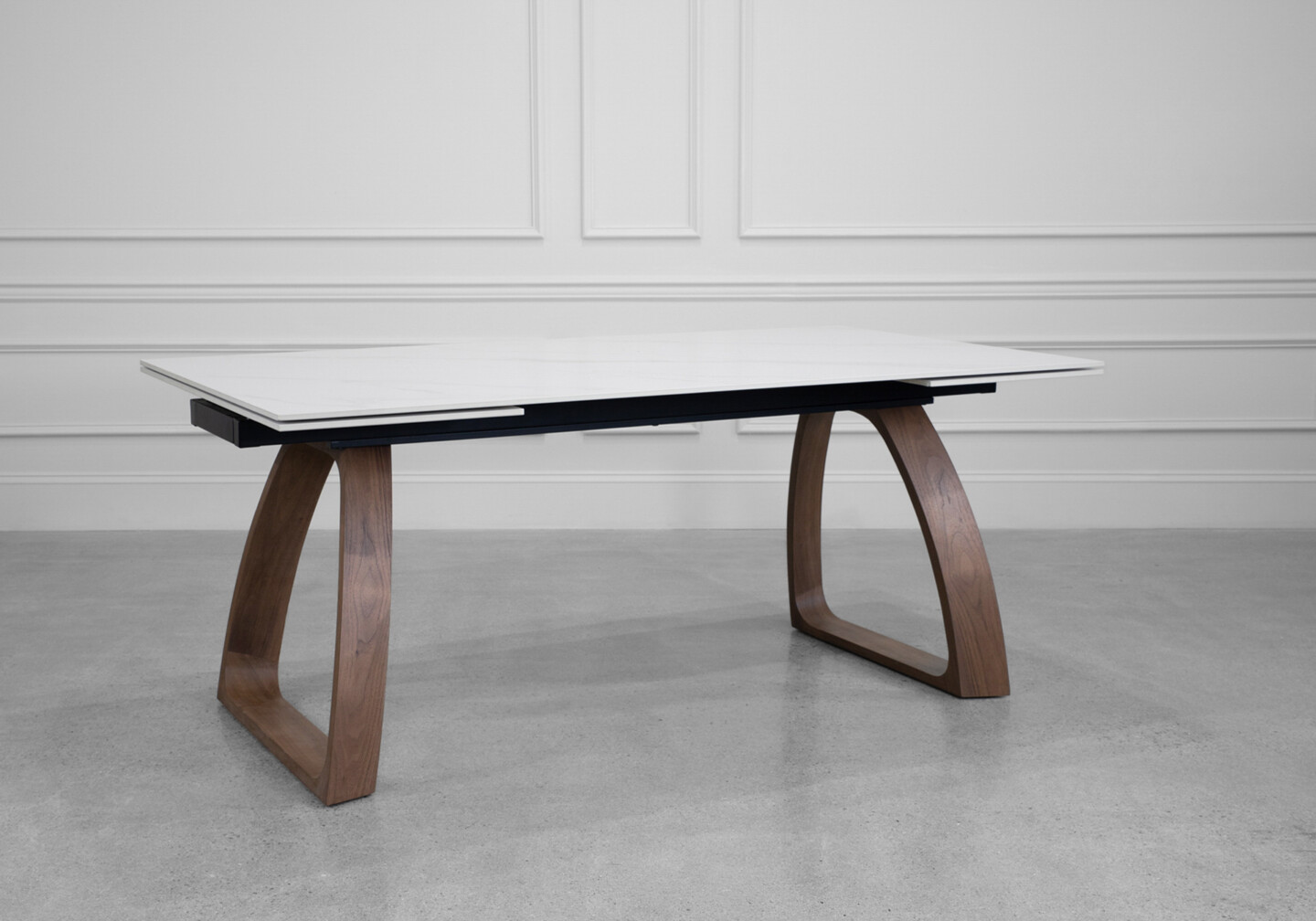 Malta Ceramic White X-Matte Dining Table - Angle