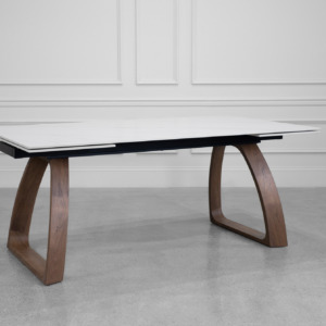 Malta Ceramic White X-Matte Dining Table - Angle Malta Ceramic White X-Matte Dining Table - Angle