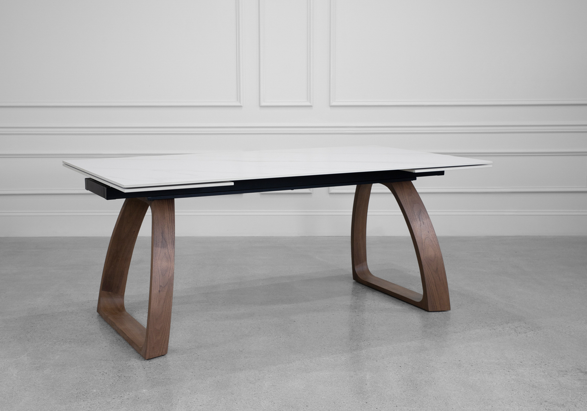 Malta Ceramic White X-Matte Dining Table - Angle