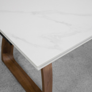 Malta Ceramic White X-Matte Dining Table - Close Up Malta Ceramic White X-Matte Dining Table - Close Up