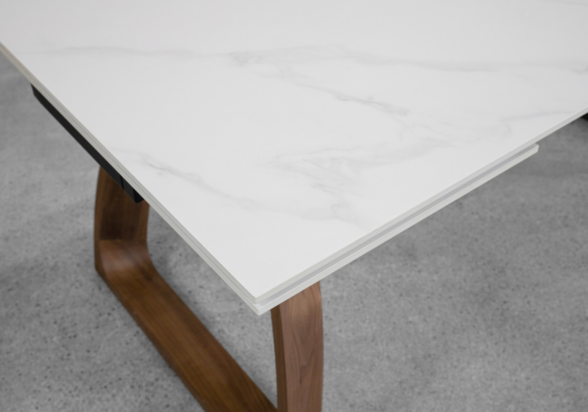 Malta Ceramic White X-Matte Dining Table - Close Up Malta Ceramic White X-Matte Dining Table - Close Up