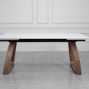 Malta Ceramic White X-Matte Dining Table - Front Malta Ceramic White X-Matte Dining Table - Front