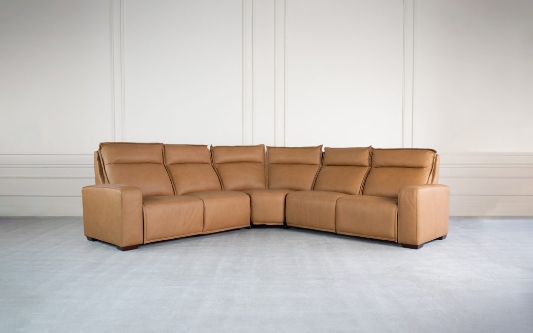 Rose Leather Power Sectional Sofa