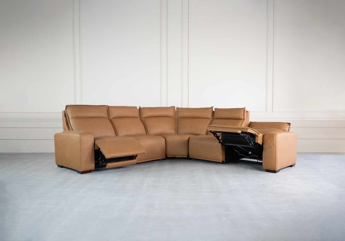 Rose Sectional Antelope Leather Recline Detail