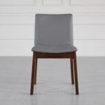 arco leather dining chair black walnut front