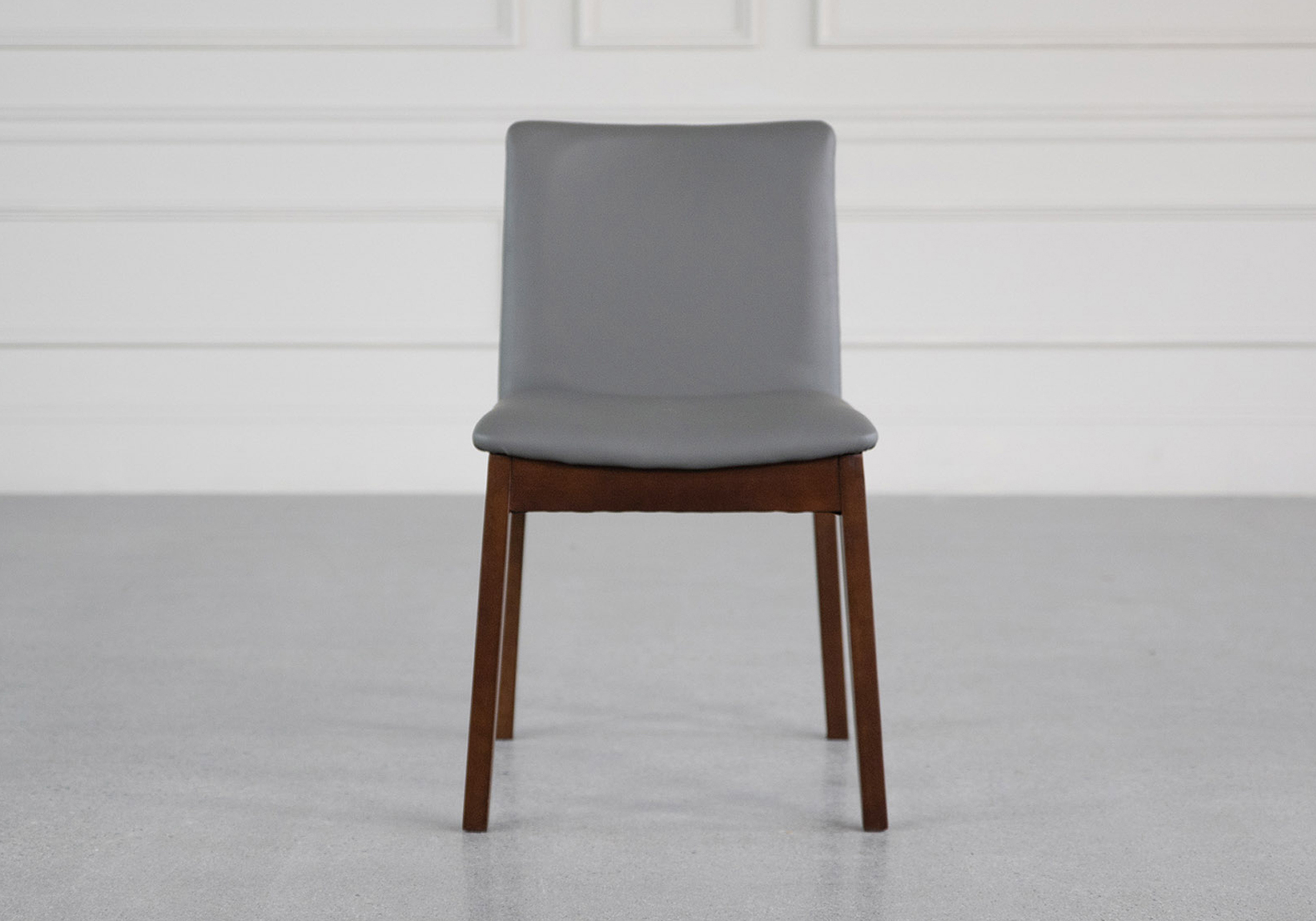 arco leather dining chair black walnut front