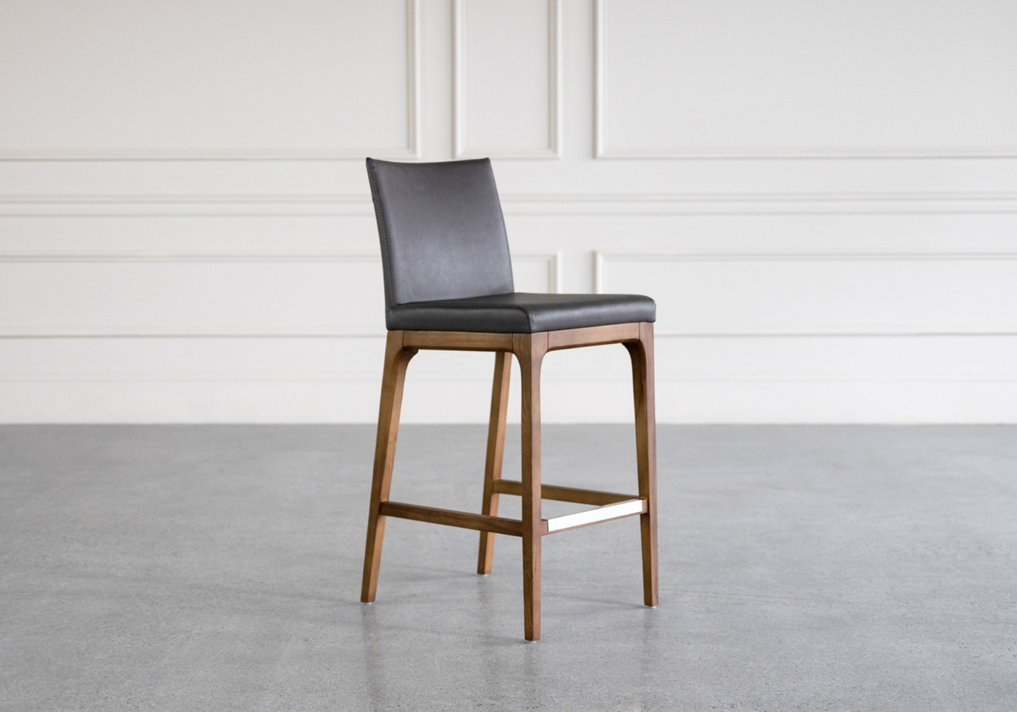 dexter grey walnut counter stool angle