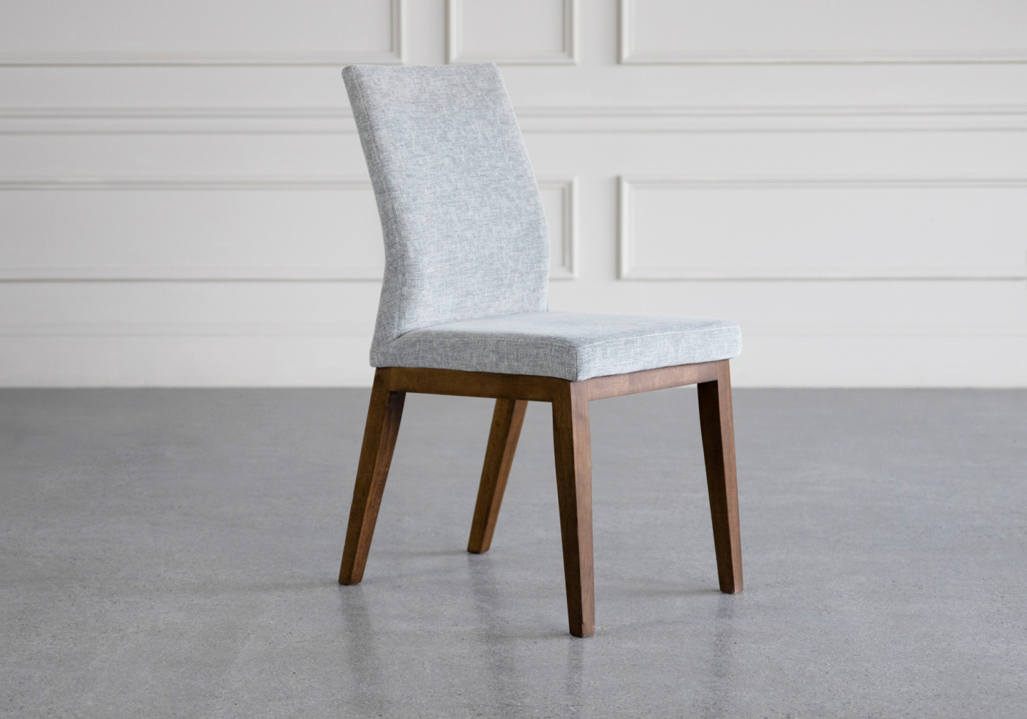 lena fabric dining chair shale walnut angle