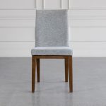 lena fabric dining chair shale walnut front