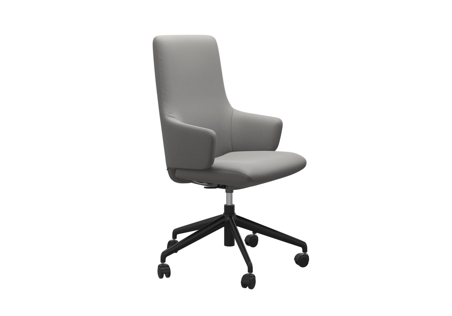 Laurel Office Highback with Arms Paloma Silver Grey Black Base Angle