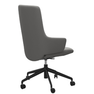Laurel Office Highback with Arms Paloma Silver Grey Black Base Back