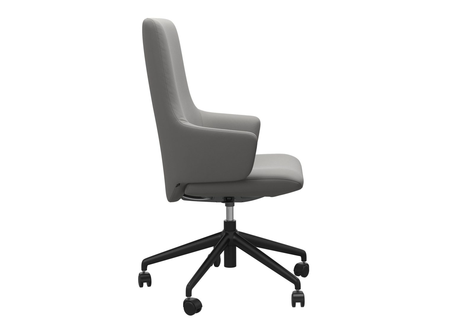 Laurel Office Highback with Arms Paloma Silver Grey Black Base Side