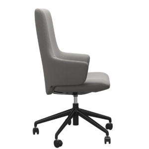 Laurel Office Highback with Arms Paloma Silver Grey Black Base Side