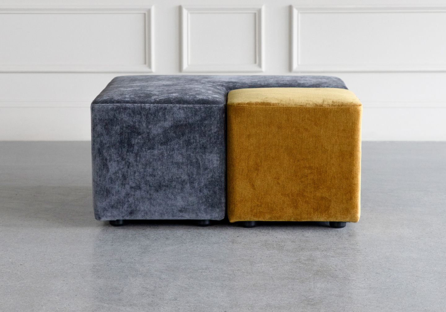cube fabric ottoman front