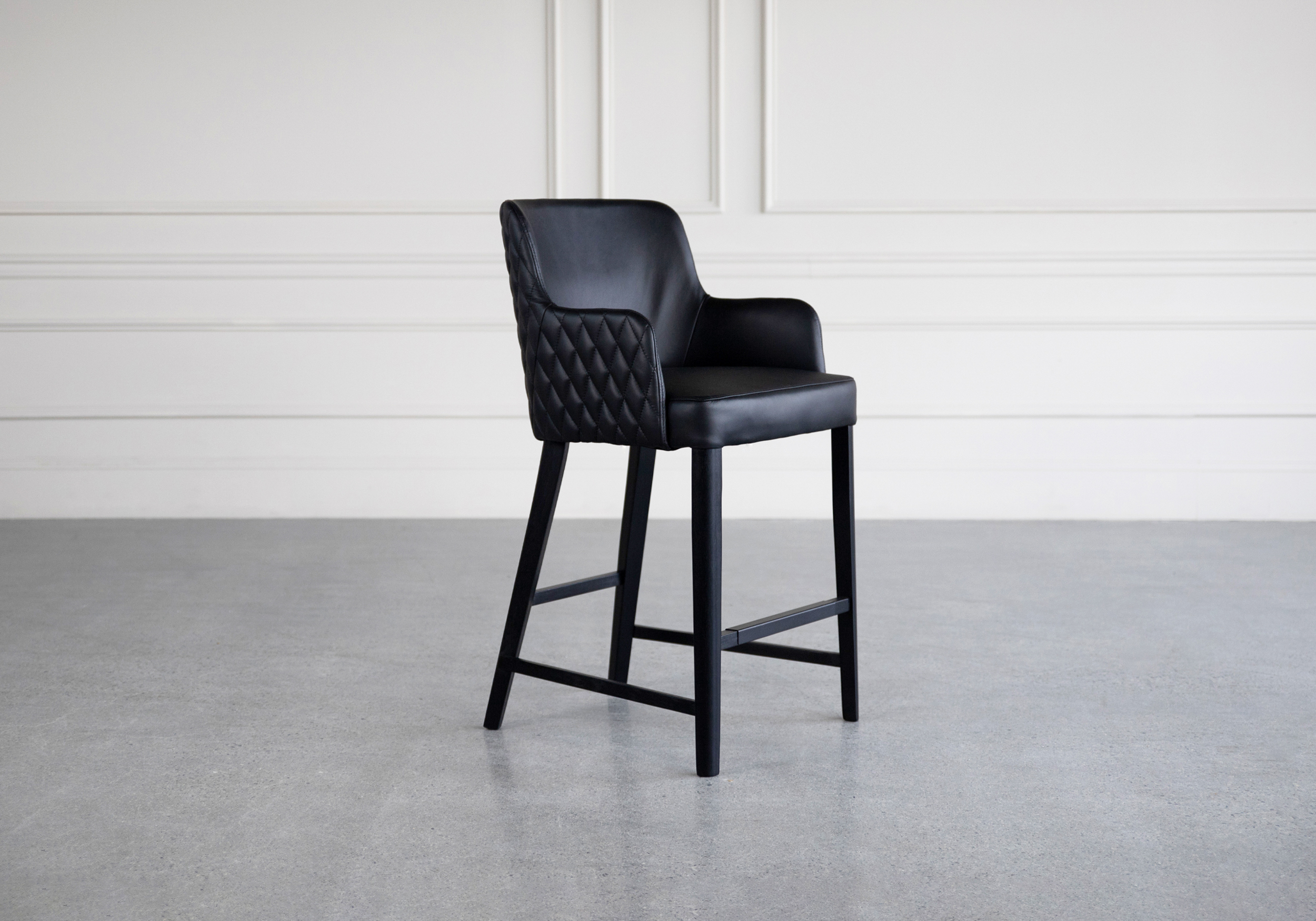 selena counter stool leather black angle