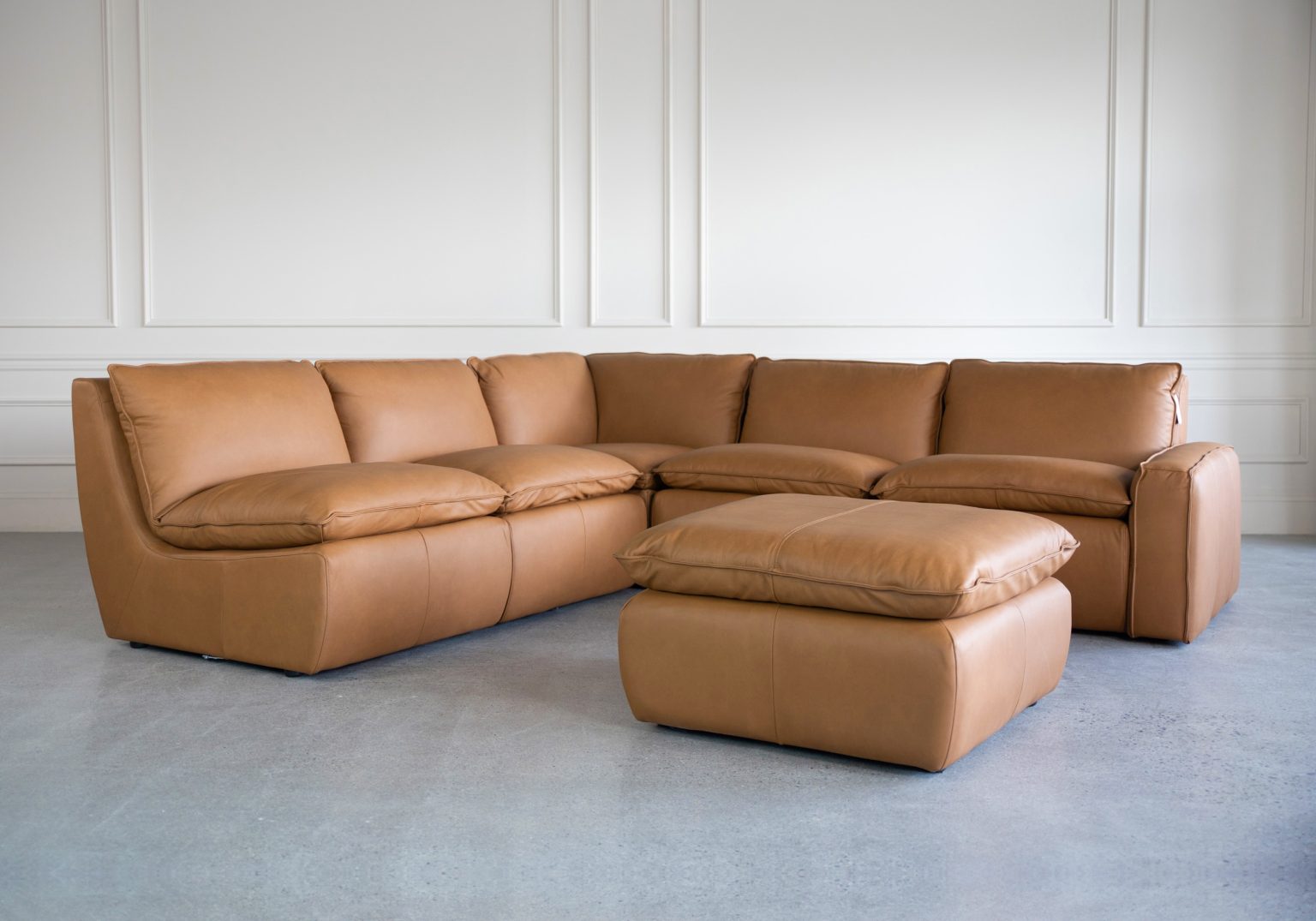 V Asher Sectional Antelope Angle Ottoman Web