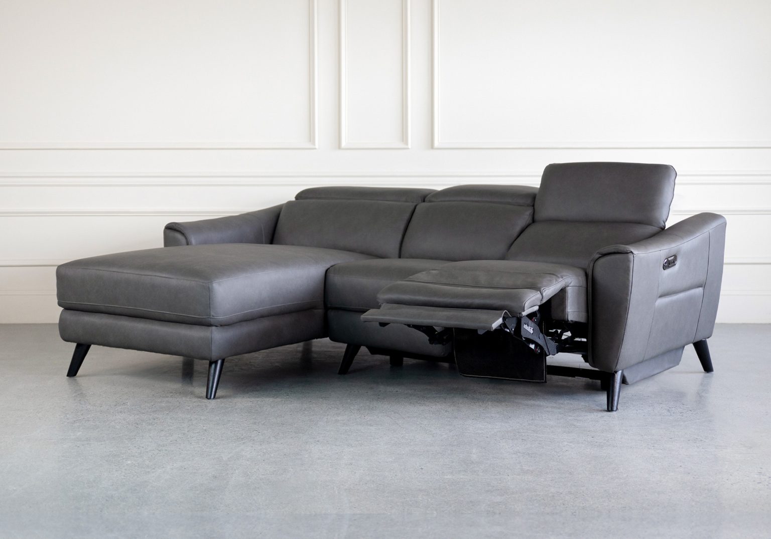 Valencia Sectional Dark Grey Angle Recline SL