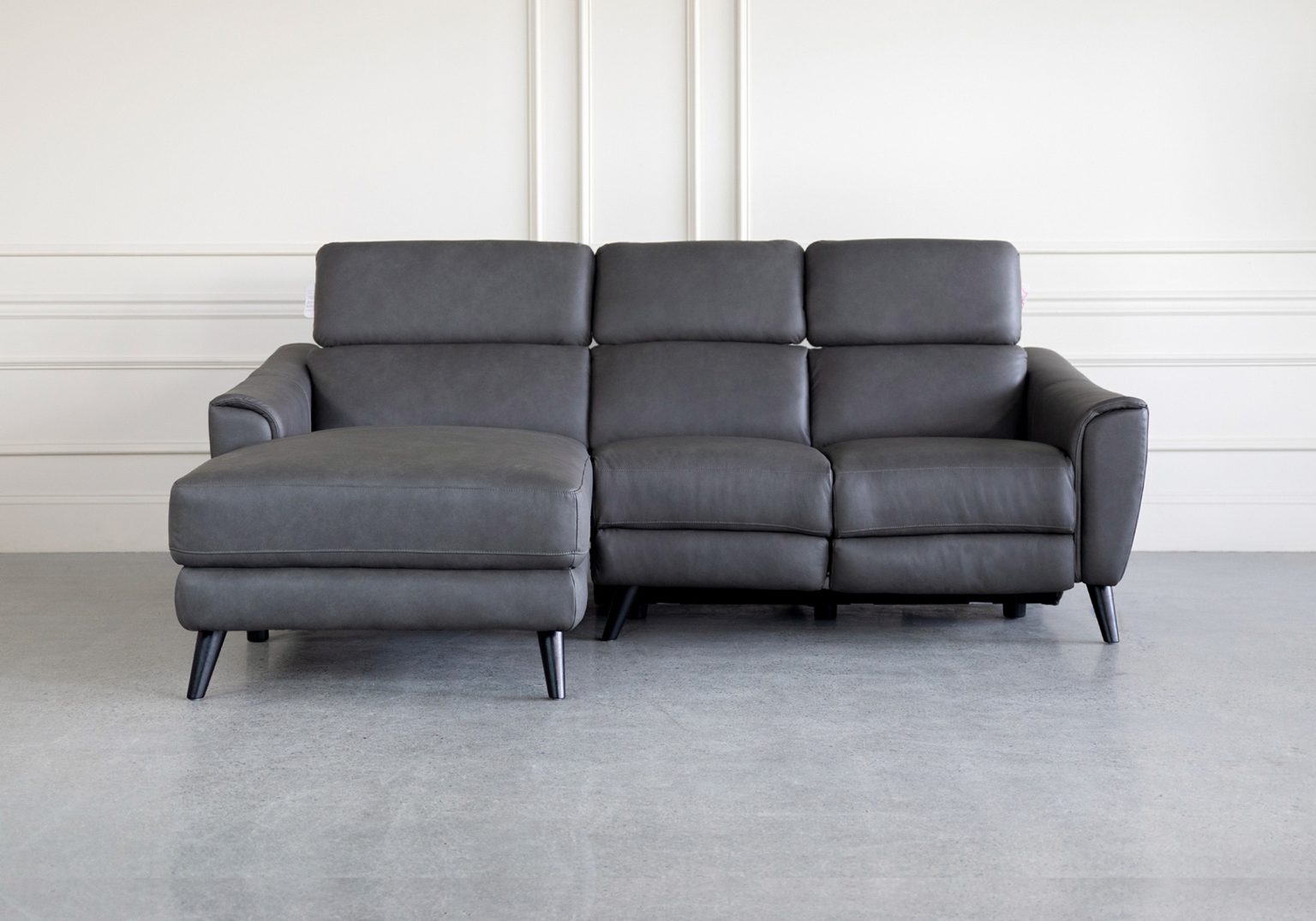 Valencia Sectional Dark Grey Front Heads Up SL
