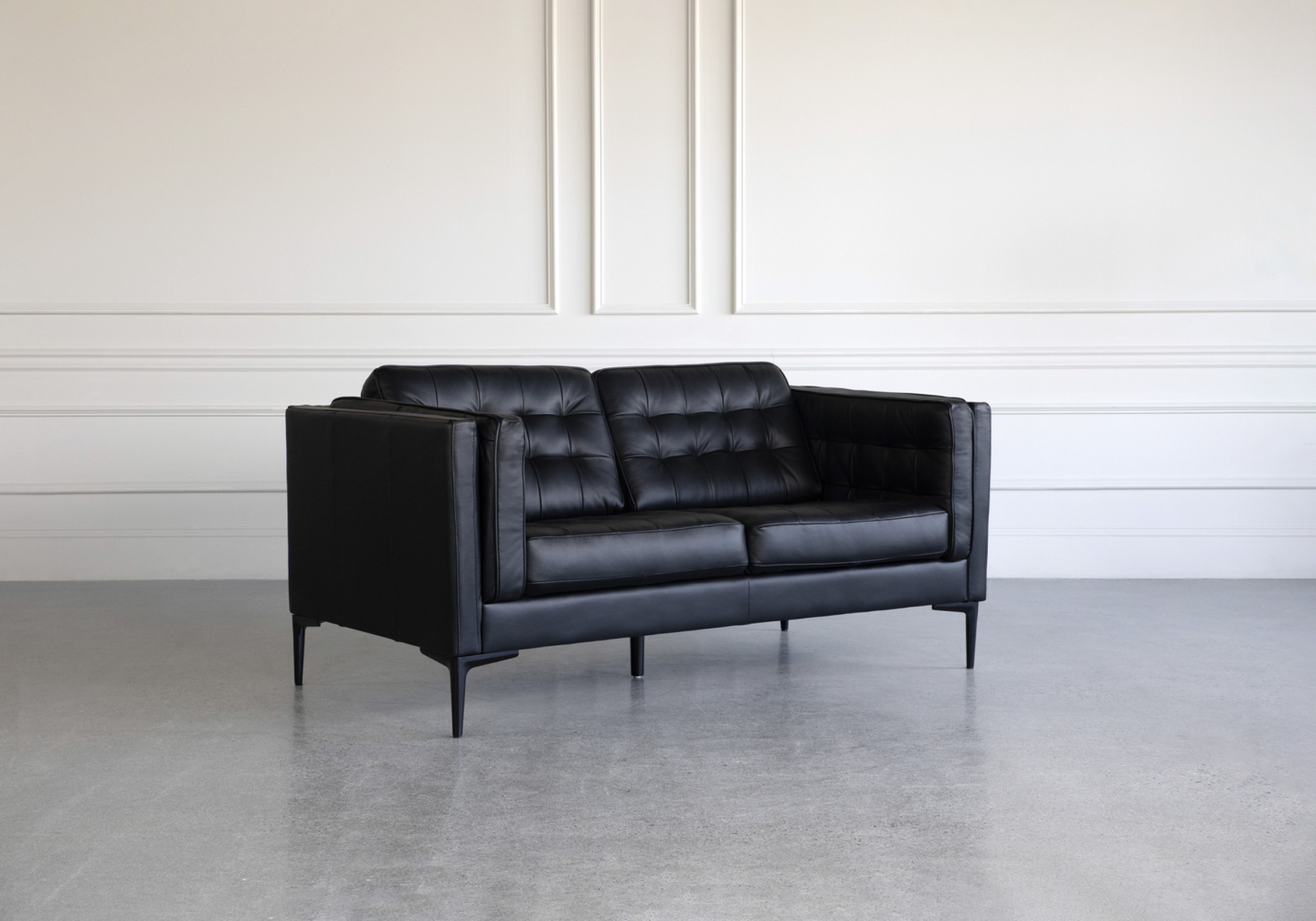 eton leather loveseat angle