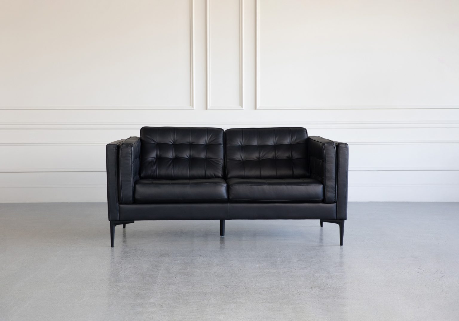 eton leather loveseat front