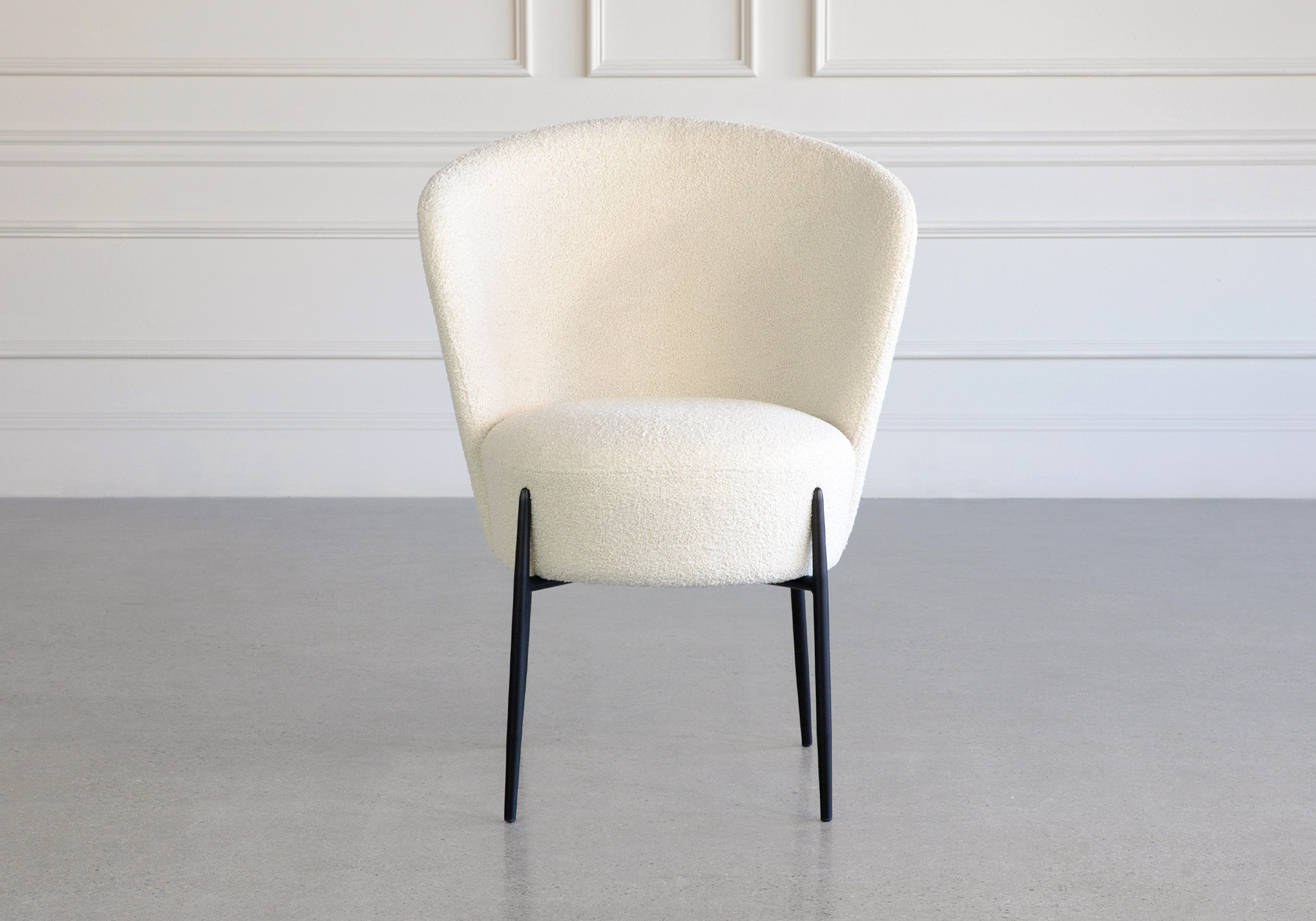 orbit white fabric dining chair front
