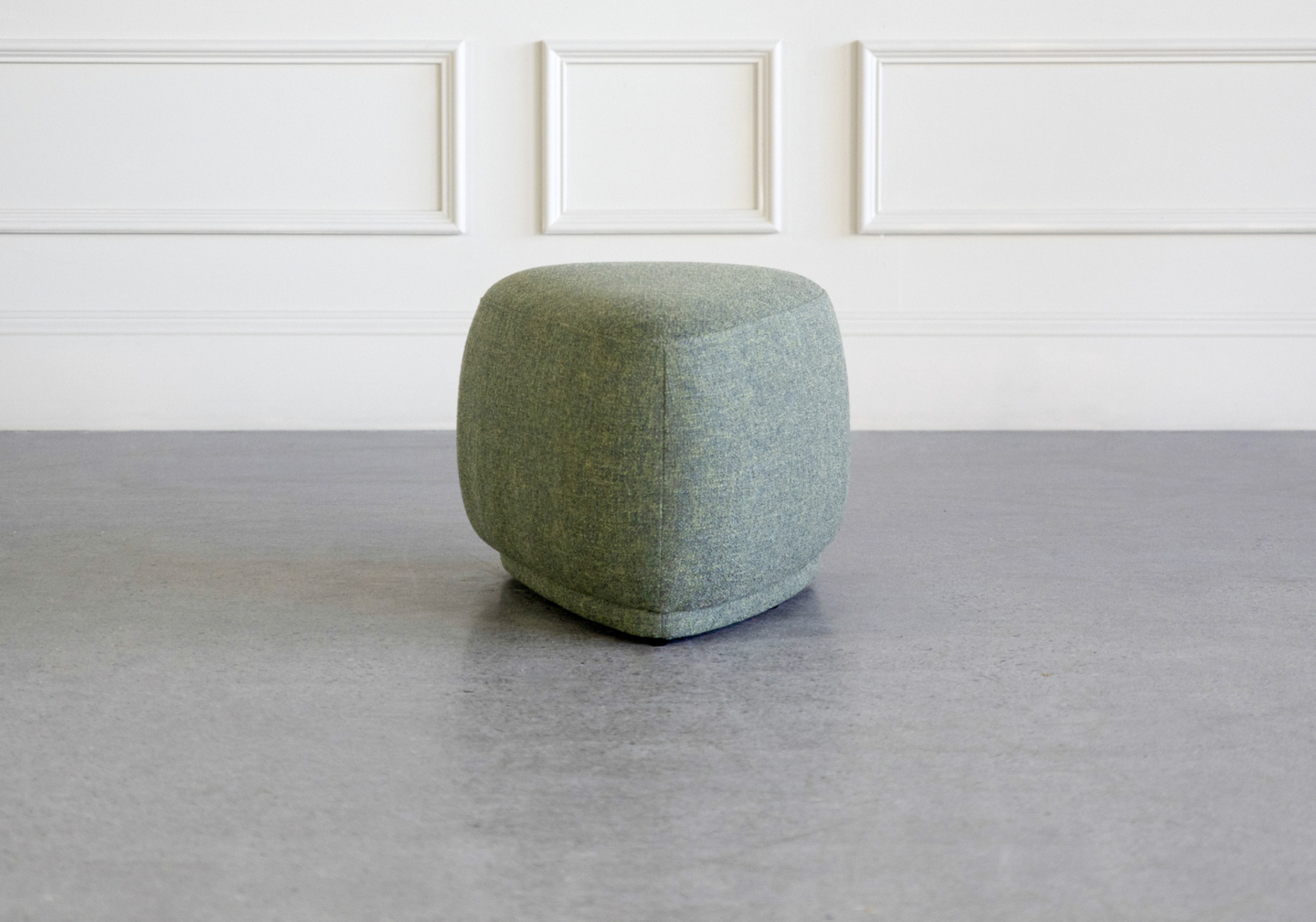 sandy small green fabric ottoman front