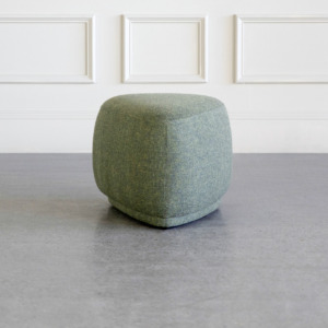 sandy small green fabric ottoman front sandy small green fabric ottoman front