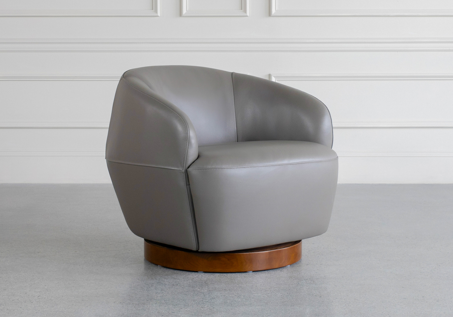 aldo leather swivel accent chair angle