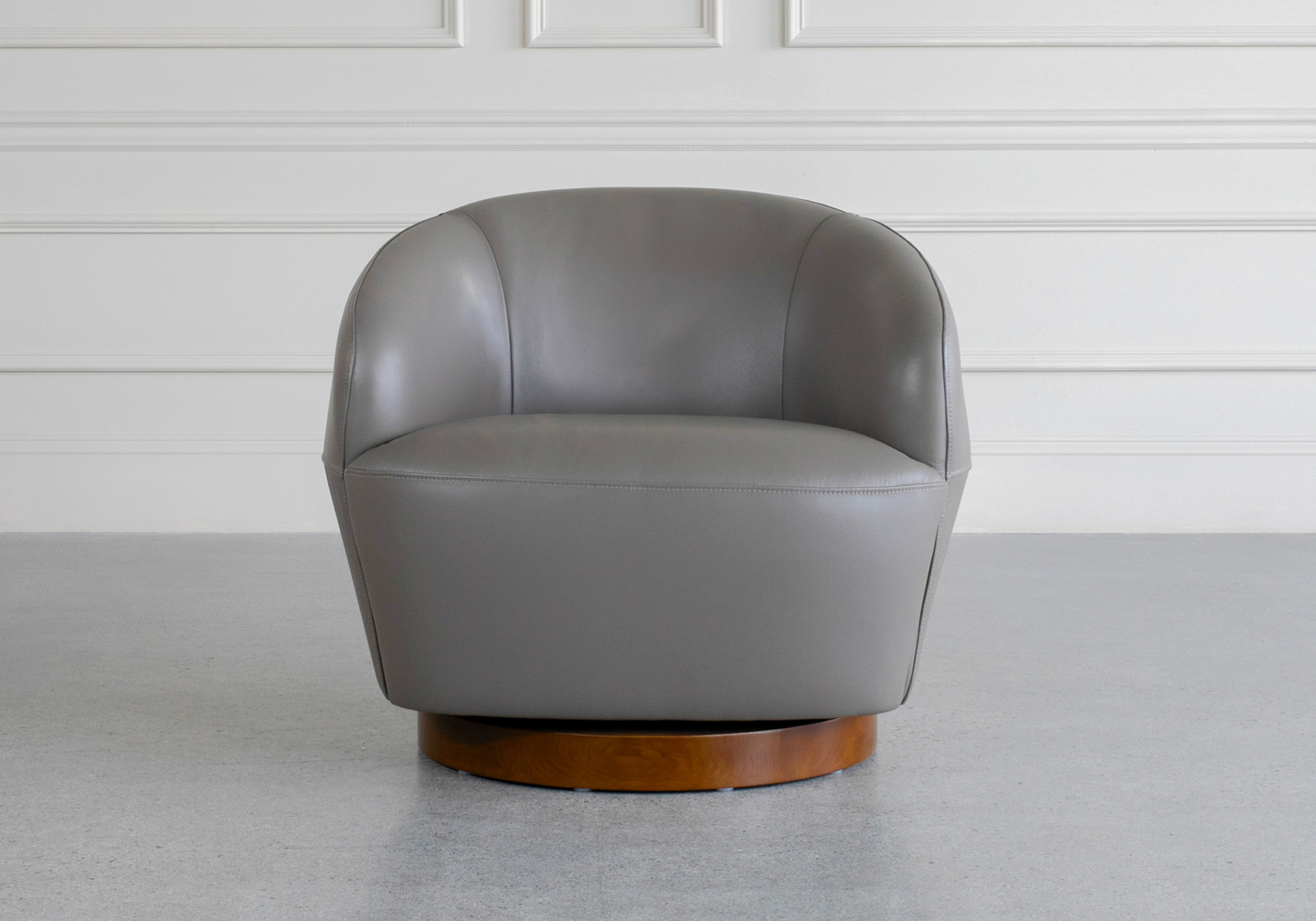 aldo leather swivel accent chair front