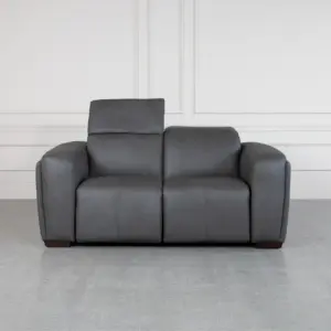 Maple Grey Leather Loveseat Front 1 Maple Grey Leather Loveseat Front 1