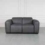 Maple Grey Leather Loveseat Front