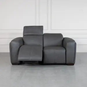 Maple Grey Leather Loveseat Front 2 Maple Grey Leather Loveseat Front 2