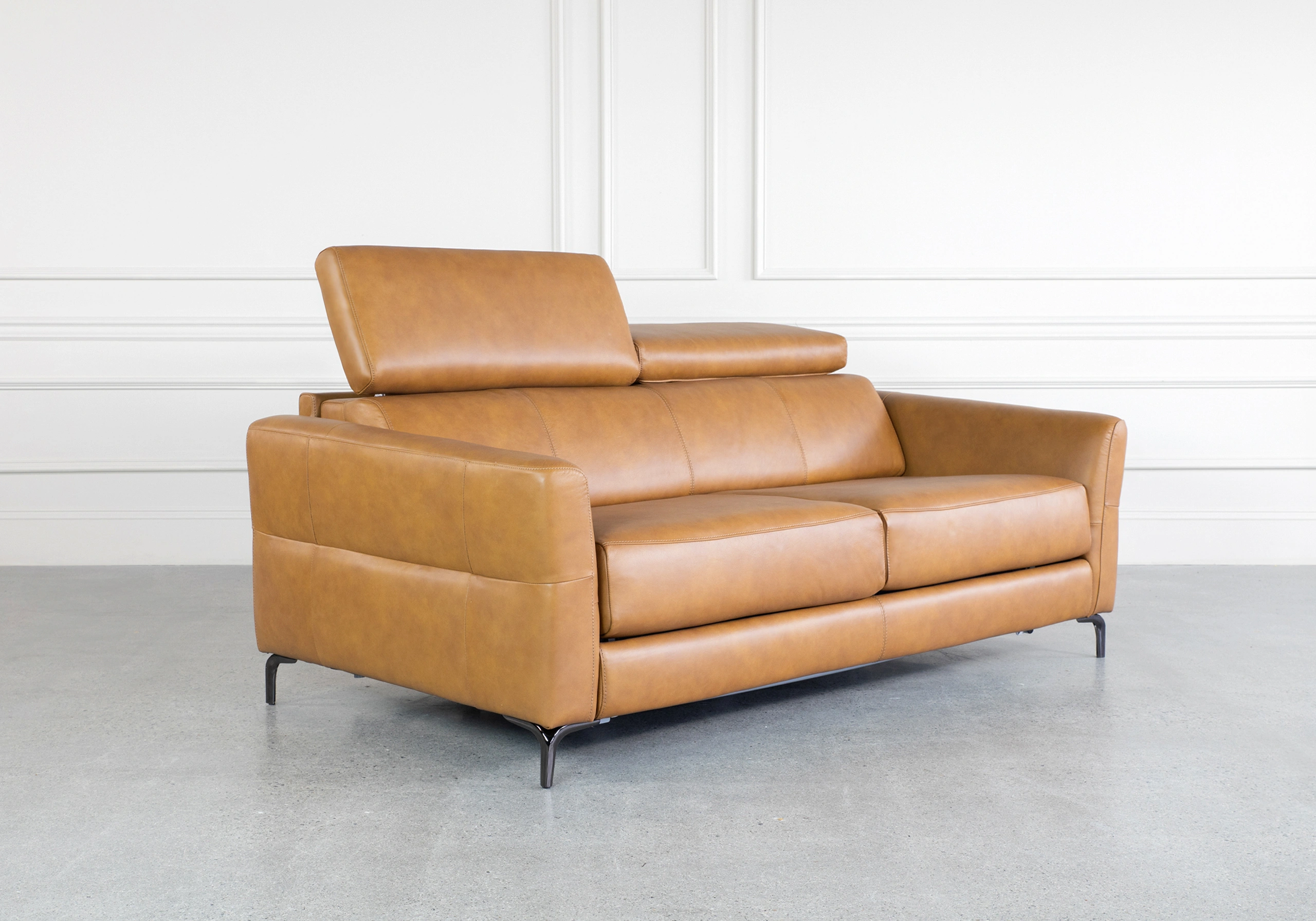 Tudor Leather Sofa Bed - Angle - Headrest