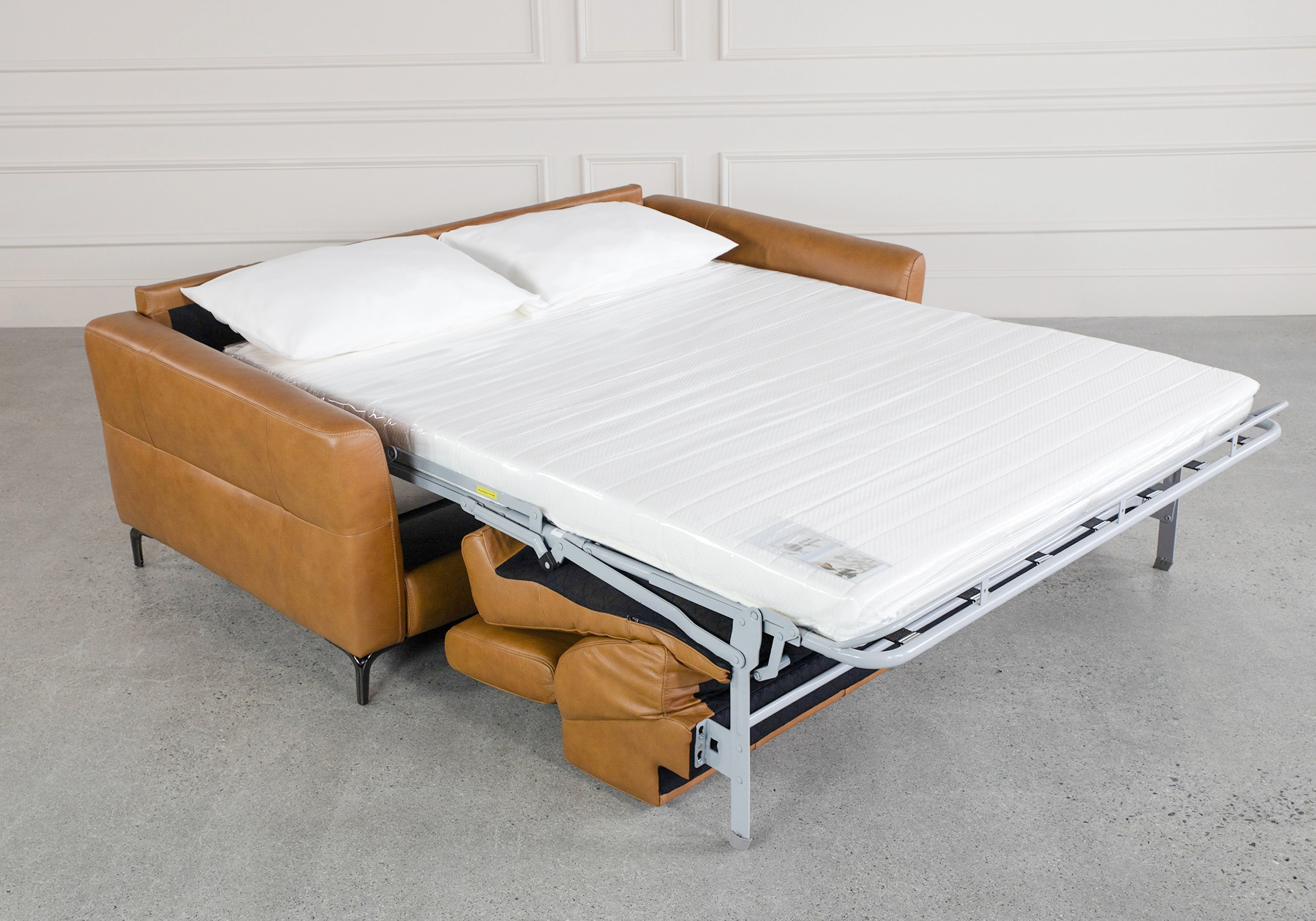 Tudor Leather Sofa Bed - Closeup