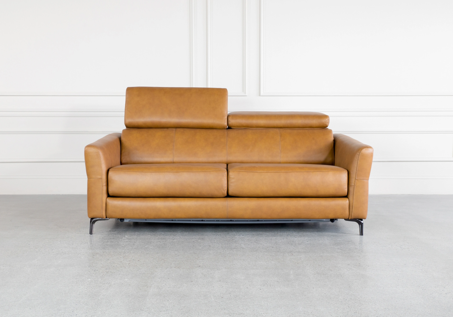 Tudor Leather Sofa Bed - Front - Headrest