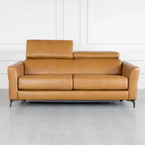 Tudor Leather Sofa Bed - Front - Headrest Tudor Leather Sofa Bed - Front - Headrest