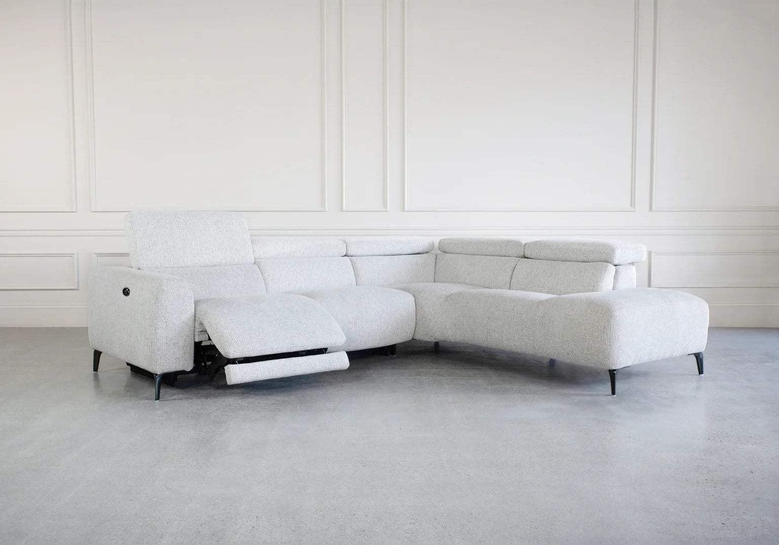 Carla Mil Oyster Fabric Sectional Angle