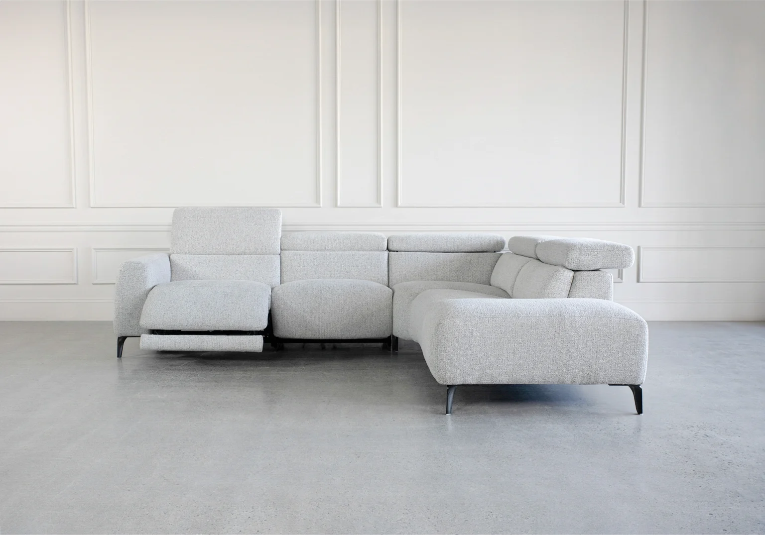 Carla Mil Oyster Fabric Sectional Front 2